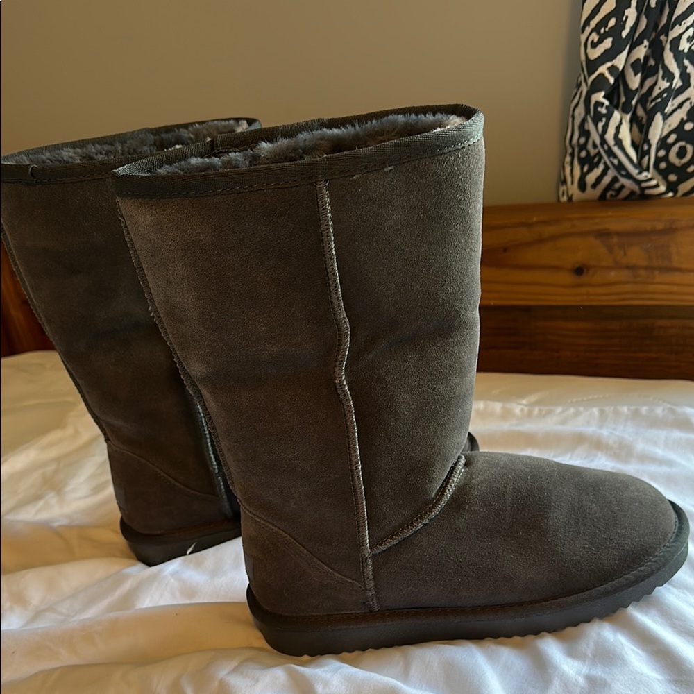 Cozy Gray Sherpa Lined Boots